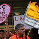 Protesters rally in favor of net neutrality at the FCC in 2015. Getty.